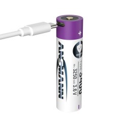 Batterie Li-Ion 18650 3400 mAh avec prise de charge USB type C